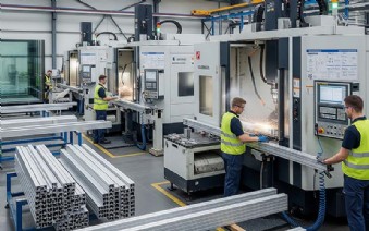 MQUINAS CNC PARA FACHADAS MURO CORTINA DE RASCACIELOS CON PERFILES DE ALUMINIO